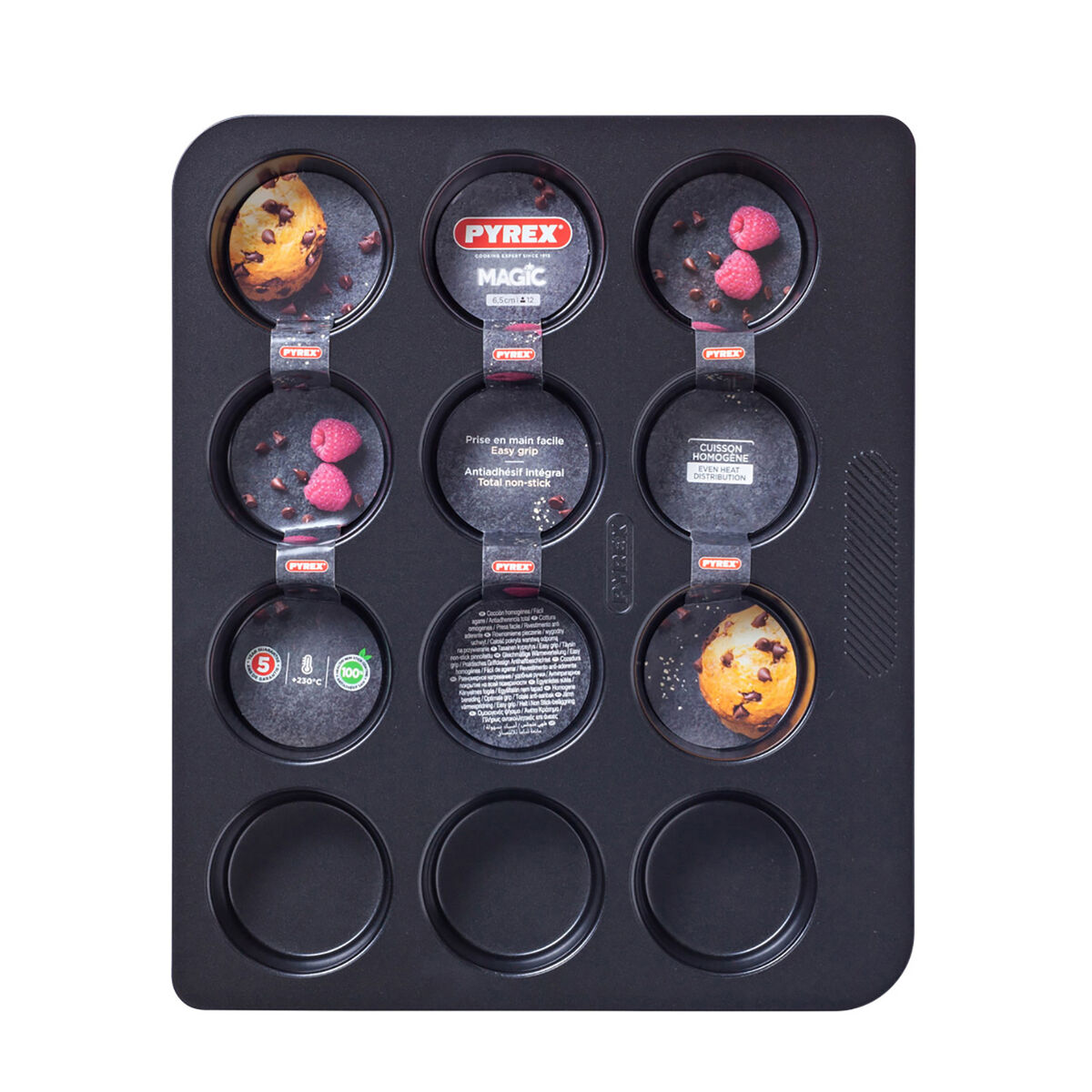 Modele pentru Brioșe Pyrex Magic Negru 31 x 26 x 4 cm (6 Unități)